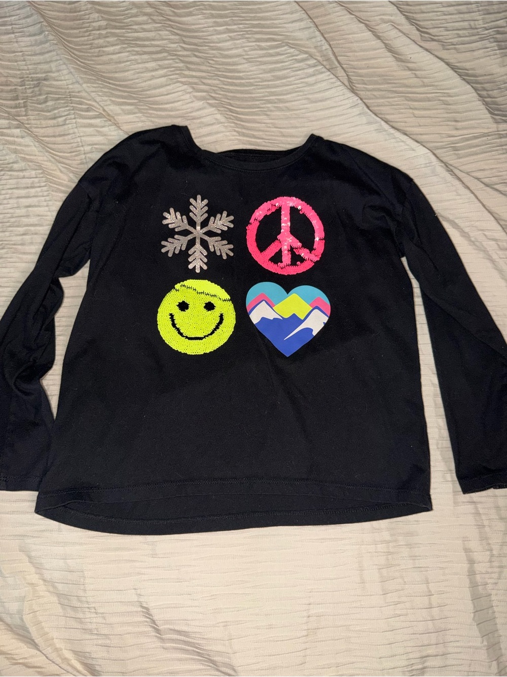 Place Black Long Sleeve Top with Neon Icons